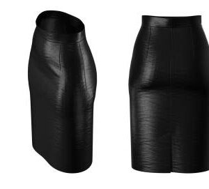 Black leather pencil skirt